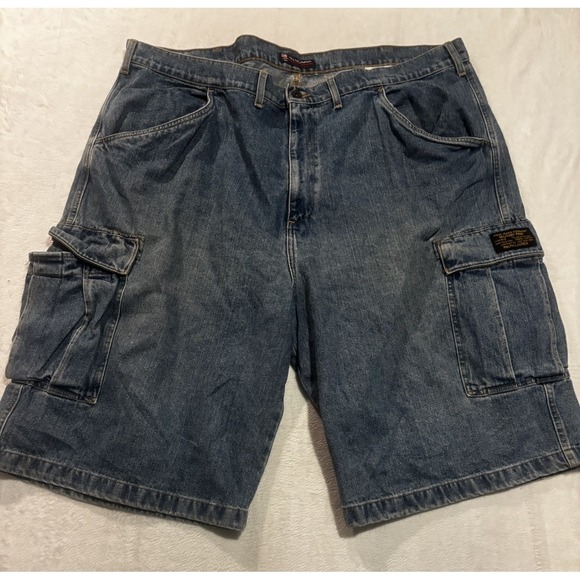 Vintage Polo Ralph Lauren 90s Mens Size 48 Military Cargo Jean Shorts Med Wash
